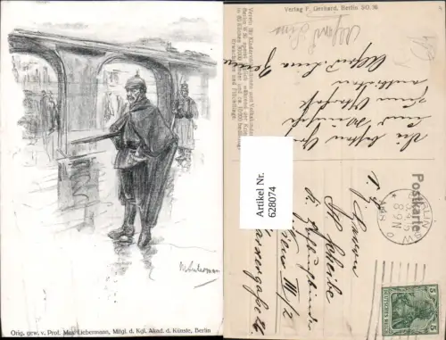 628074,Künstler Ak Prof. Max Liebermann Soldaten Pickelhaube