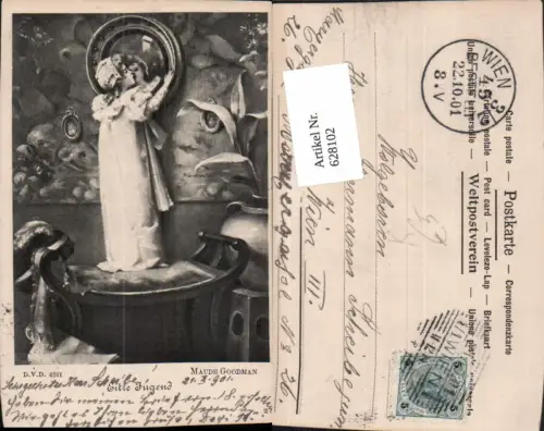 628102,Künstler Ak Maude Goodman Eitle Jugend Mädchen v. Spiegel