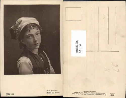 628104,Künstler Ak Mizi Wunsch Mädel aus Bozen Portrait Kopftuch
