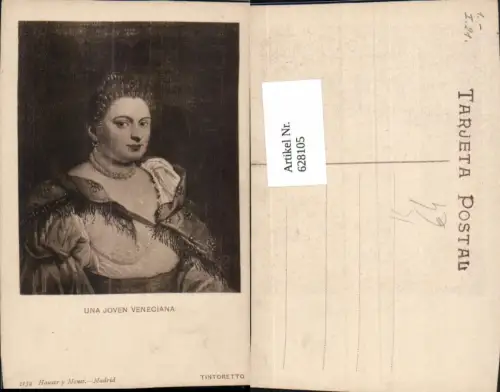 628105,Künstler Ak Jacopo Tintoretto Una Joven Veneciana Frau Portrait Perlenkette