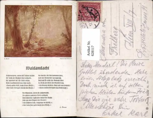 628117,Künstler Ak A. Broch Waldandacht Spruch Text L. Dreves