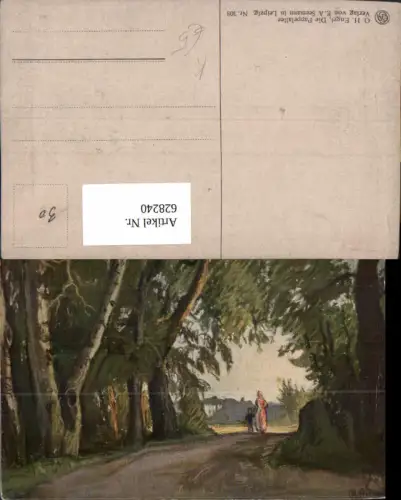 628240,Künstler Ak O. H. Engel Die Pappelallee Allee Bäume Mutter m. Kind