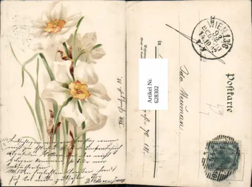 628302,Künstler Litho Blumen Narzissen weiß