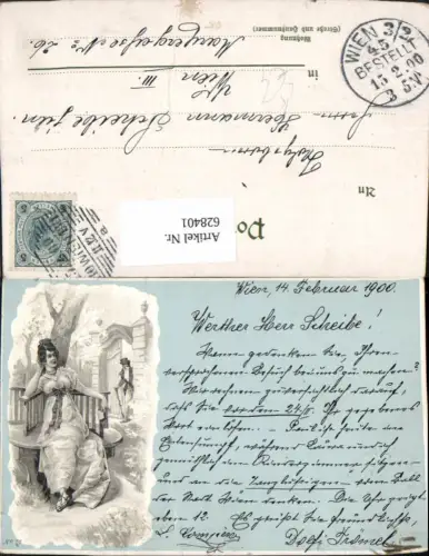 628401,Künstler Litho Frau Mode Mann m. Stock Hut