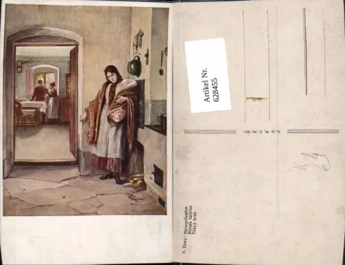 628455,Künstler Ak K Zewy Heimgefunden Frau m. Kind
