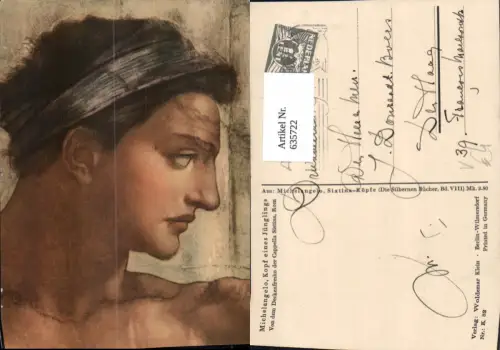 635722,Künstler Ak Michelangelo Kopf eines Jünglings pub Woldemar Klein K 82