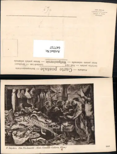647737,Künstler Ak F. Snyders Ein Fischmarkt Fisch Fischer