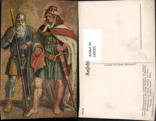 649265,Künstler Ak Schnorr v. Carolsfeld Hildebrand u. König Dietrich von Bern Nibelungenlied