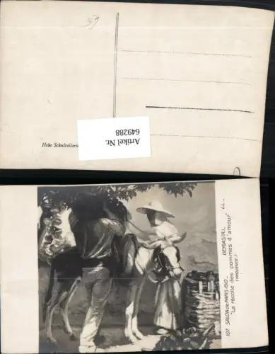 649288,Künstler Ak R. Deygas La recolte des pommes d amour Hohe Schulreiterin