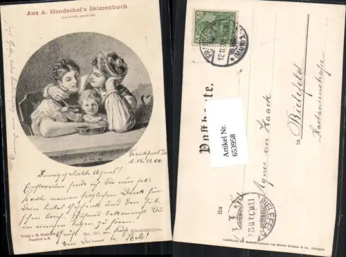 653958,A. Hendschel Skizzenbuch Kleeblättchen Paar mit Kind pub M. Hendschel 90