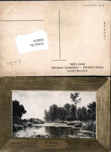 656074,Künstler Ak W. Roelofs A la rive Flusslandschaft Passepartout