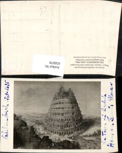 656078,Künstler Ak Valkenborch Der babylonische Turmbau