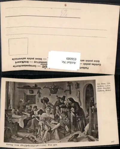 656089,Künstler Ak Jan Steen Liederliches Leben Trinken Bier pub J. Löwy 103