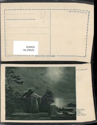 656479,Künstler Ak K. O. Belawski Sehnsucht Paar Ufer b. Mondschein