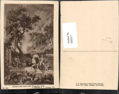 656517,Künstler Ak F. Preller d. Ältere Odysseus sieht seinen Sohn Telemachos wieder