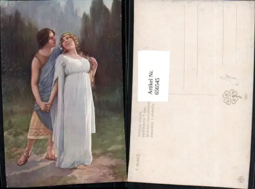 656545,Künstler Ak F. Klimes Vertrauliche Frage Paar Liebe