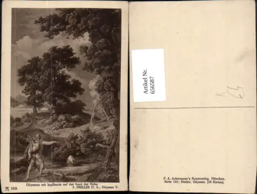 656587,Künstler Ak F. Preller d. Ältere Odysseus mit Jagdbeute auf der Insel der Kirke