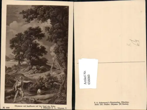 656660,Künstler Ak F. Preller d. Ältere Odysseus mit Jagdbeute auf der Insel d. Kirke