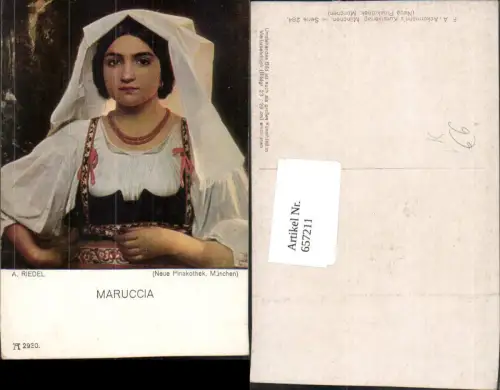 657211,Künstler Ak A. Riedel Maruccia Frau Tracht pub F. A. Ackermann 284euro2930