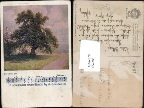 657288,Künstler AK Carl Lorenz Fr. Schubert Baum Liedkarte pub Dt. Schulverein 904