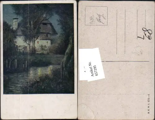 657295,Künstler AK Haus am Bach Fluss pub B.K.W.I. 674-4