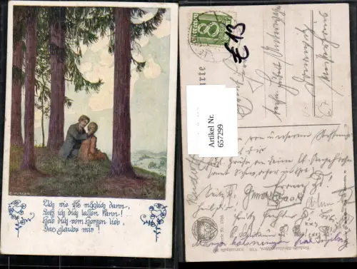 657299,Künstler AK Ernst Kutzer Liebespaar Paar pub Dt. Schulverein 1325