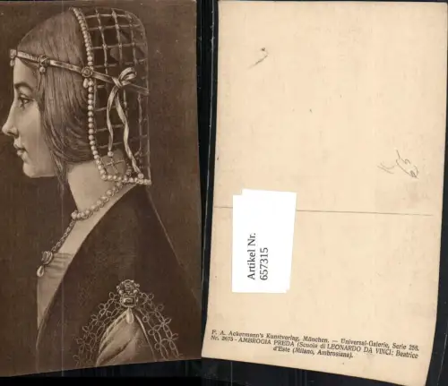657315,Künstler AK Ambrogia Preda Scuola di Leonardo da Vinci Beatrice d Este
