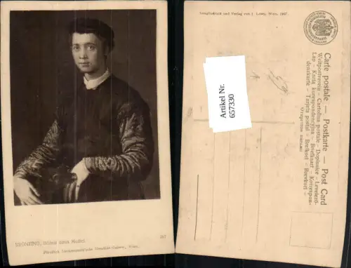 657330,Künstler AK Bronzino Bildnis eines Medici pub J. Löwy 267