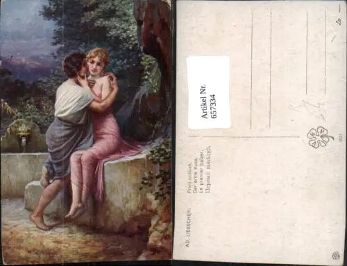 657334,Künstler AK Ad. Liebscher Der erste Kuss Prvni polibek