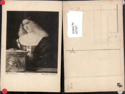 657337,Künstler AK Giovanni Cariani Ritratto di Donna Frau