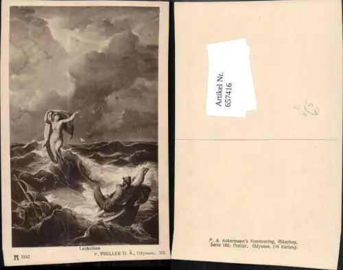 657416,Künstler AK F. Preller d. Ältere Odyssee Leukothea pub F. A. Ackermann 1842