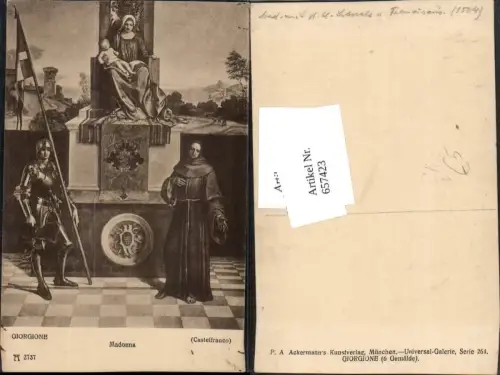 657423,Künstler AK Giorgione Madonna pub F. A. Ackermann 2737