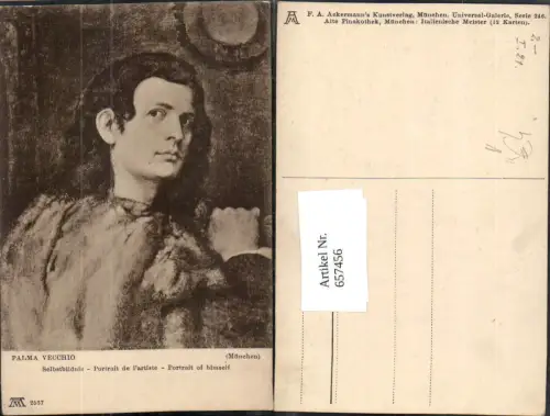 657456,Künstler AK Palma Vecchio Selbstbildnis Portrait pub F. A. Ackermann 2537