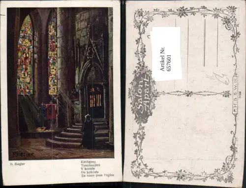 657601,Künstler AK H. Biegler Kirchgang Templomjaro