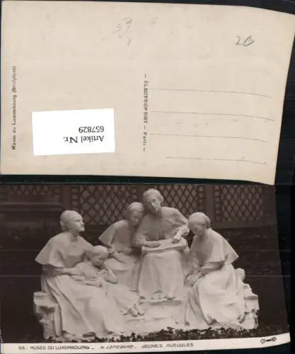 657829,Künstler Ak H. Lefebvre Jeunes Aveugles Frauen Statue Zither