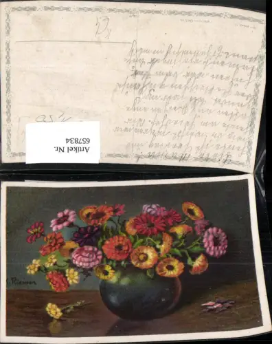 657834,Künstler Ak Stillleben K. Riemer Vase Blumen Blumenvase