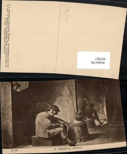 657927,Künstler Ak D. Teniers jun. Geigender Bauer Musik pub F. A. Ackermann 2366