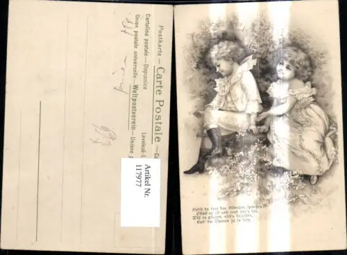 117977,Künstler Litho Liebespaar halten Händchen Spruch Text