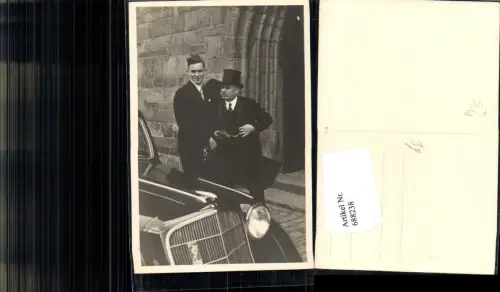 688238 tolle Foto-AK Mann Hut Zylinder Auto Oldtimer