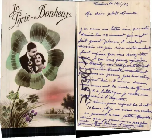 75961,Fotomontage Liebespaar im Kleeblatt Neujahr