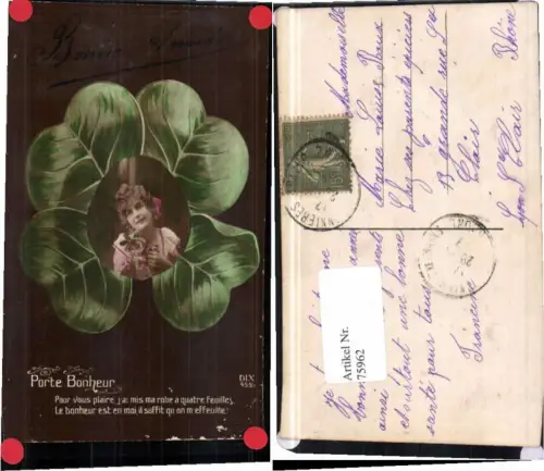 75962,Fotomontage Frau im Kleeblatt Frauenkopf