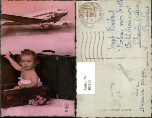 403166,Fotomontage Kind Baby Koffer Flugzeug