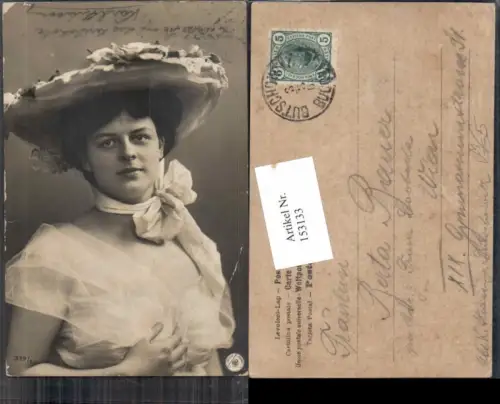 153133,Schöne Frau m. Hut Hutmode Mode NPG 339-1
