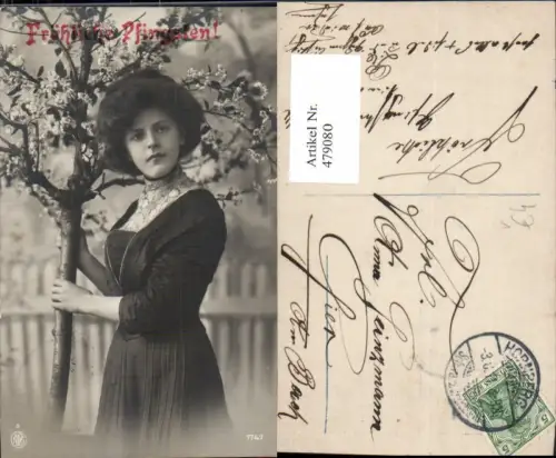 479080,Frau Kleid b. Blütenzweig Pfingsten pub NPG 1747