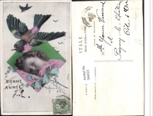 504322,Bonne Annee Surrealismus Fotomontage Kind Mädchen Vogel Schwalbe