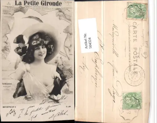 504324,La Petite Gironde Surrealismus Fotomontage Zeitung Erotik Frau m. Hut