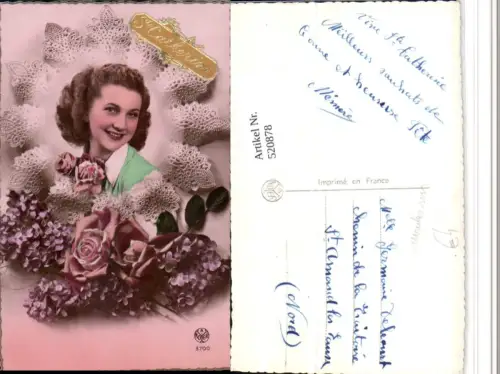 520878,Surrealismus Frau Portrait Spitze Blumen pub A. Noyer 3700