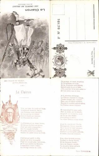 445433,Klappbare Ak Le Clairon Les Chants du Soldat Paul Deroulede 19. Jhdt.