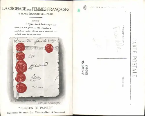 580443,La Croisade de Femmes Francaises Paris Chiffon de Papier 19 Jhdt. Politik
