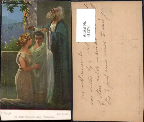 411374,Künstler Ak T. Korpal Quo Vadis Paar Alter Mann legt Hand a. Kopf Antike